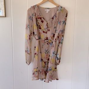 Band of Gypsies Small Sleeved Floral Pink Dress